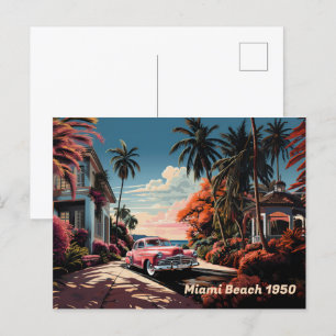 Cartes Pour Fêtes Annuelles Villa jardin Miami Beach années 1950