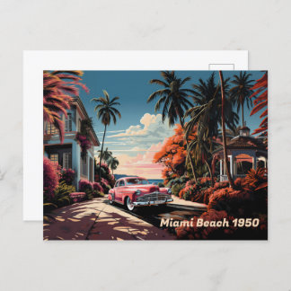 Cartes Pour Fêtes Annuelles Villa jardin Miami Beach années 1950