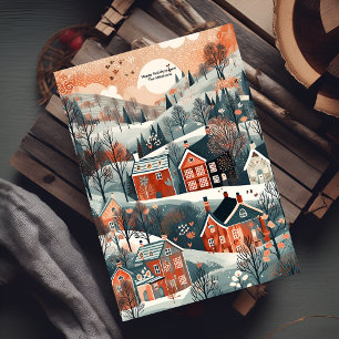 Cartes Pour Fêtes Annuelles Village confortable de Noël Woodland
