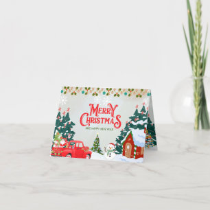Cartes Pour Fêtes Annuelles Village d'arbres de Noël