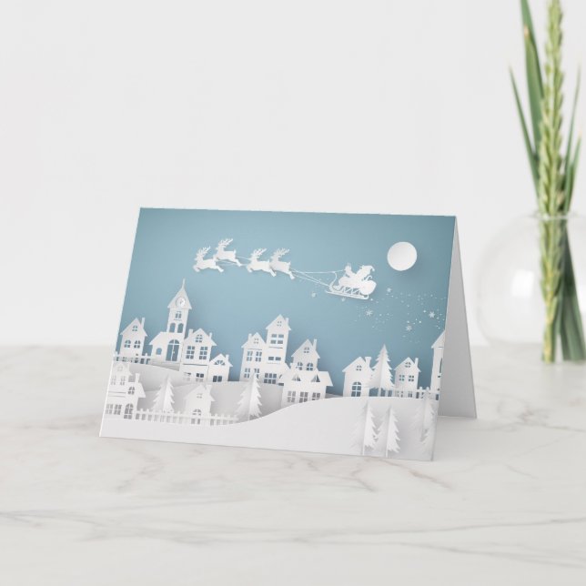 Cartes Pour Fêtes Annuelles Village de découpe en 3D pour Noël (Devant)