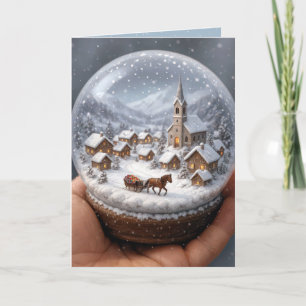 Cartes Pour Fêtes Annuelles Village de montagne du Globe de neige de Noël