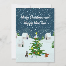 Village de neige de Noël avec arbre de Noël