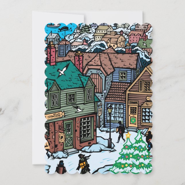 Cartes Pour Fêtes Annuelles Village de Noël (Devant)