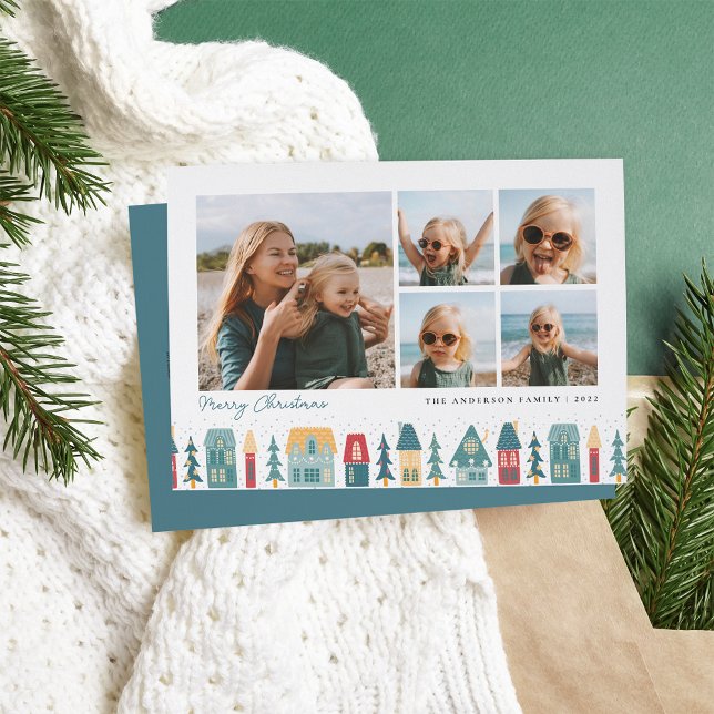 Cartes Pour Fêtes Annuelles Village de Noël | 5 Collage photo (Créateur téléchargé)
