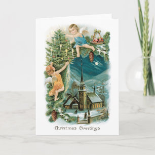Cartes Pour Fêtes Annuelles Village de Noël avec Anges