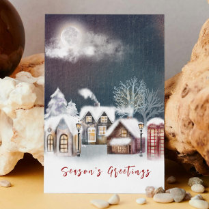 Cartes Pour Fêtes Annuelles Village de Noël de la Lune de neige Scene hiver