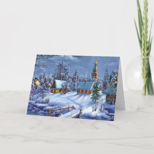 Cartes Pour Fêtes Annuelles Village de Noël d'hiver (Devant)