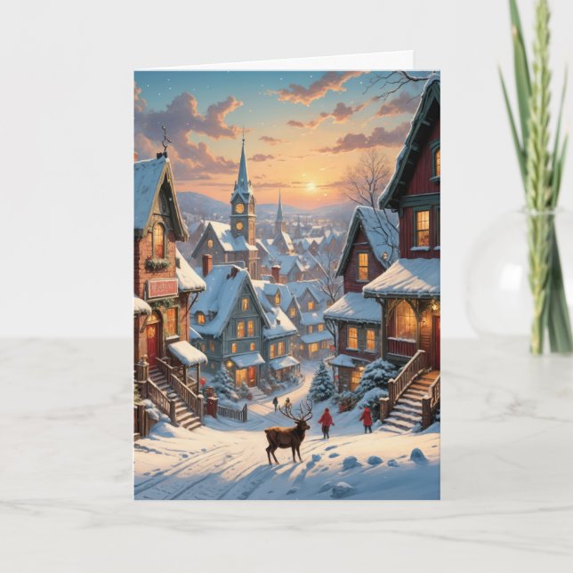 Cartes Pour Fêtes Annuelles Village de Noël enneigé (Devant)