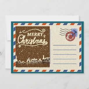 Cartes Pour Fêtes Annuelles Village de Noël enneigé à l'aquarelle vintage pers