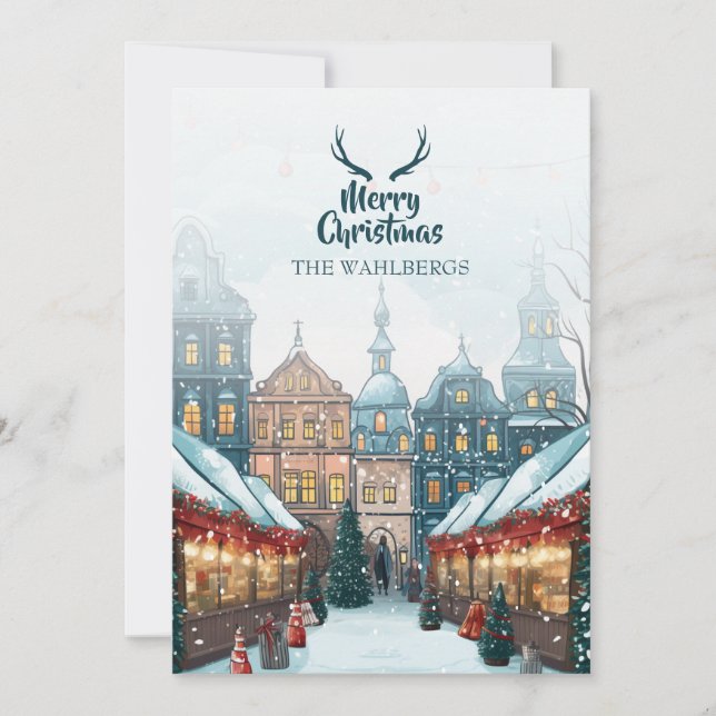 Cartes Pour Fêtes Annuelles Village de Noël hivernal (Devant)