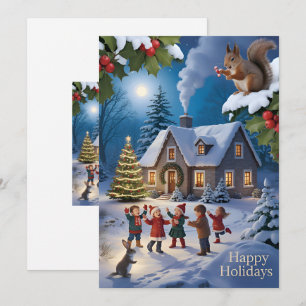 Cartes Pour Fêtes Annuelles Village de Noël hivernal enneigé
