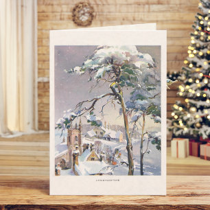 Cartes Pour Fêtes Annuelles Village de Noël hivernal rustique vintage enneigé