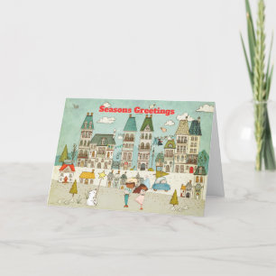Cartes Pour Fêtes Annuelles Village de Noël magique Maisons d'enfants