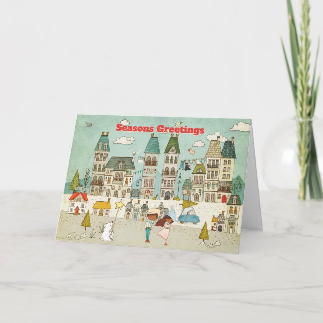 Cartes Pour Fêtes Annuelles Village de Noël magique Maisons d'enfants (Devant)