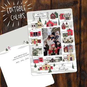 Cartes Pour Fêtes Annuelles Village de Noël Moderne Photo de famille Noël
