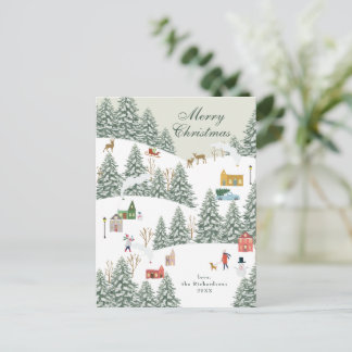 Cartes Pour Fêtes Annuelles Village de Noël Non Photo Vert