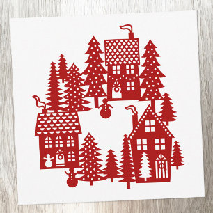 Cartes Pour Fêtes Annuelles Village de Noël Rouge et Blanc
