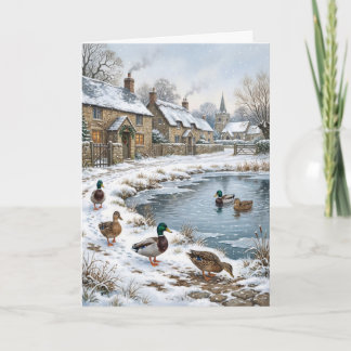 Cartes Pour Fêtes Annuelles Village de Noël victorien Étang d'hiver & Colverts