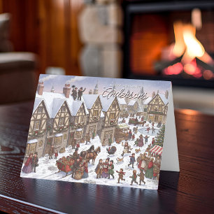 Cartes Pour Fêtes Annuelles Village de Noël victorien Marché d'hiver vintage