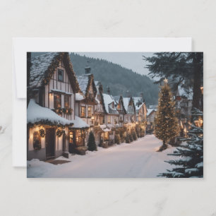 Cartes Pour Fêtes Annuelles Village de Noël vintage par une nuit enneigée