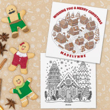 Village de pain d'épices de Noël avec page de colo