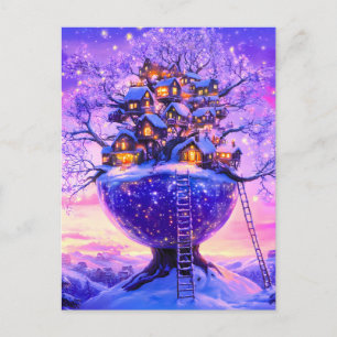 Cartes Pour Fêtes Annuelles Village de rêve enneigé sous la neige Fantasy Wint