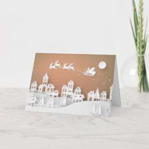 Cartes Pour Fêtes Annuelles Village découpé en 3D