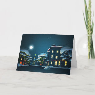 Cartes Pour Fêtes Annuelles Village d'hiver
