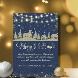 Cartes Pour Fêtes Annuelles Village d'hiver élégant scintillant bleu marine do<br><div class="desc">Charmez vos proches avec la magie de la saison grâce à notre carte de vœux de Noël Élégante et Pailletée Bleu Nuit et Or, représentant un village hivernal pittoresque sur un fond de bleu nuit et d'or scintillant. Cette carte est plus qu'un simple vœu de fête ; c'est une expression...</div>