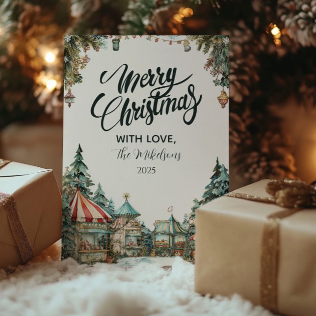 Cartes Pour Fêtes Annuelles Village d'hiver peint à la main (Créateur téléchargé)