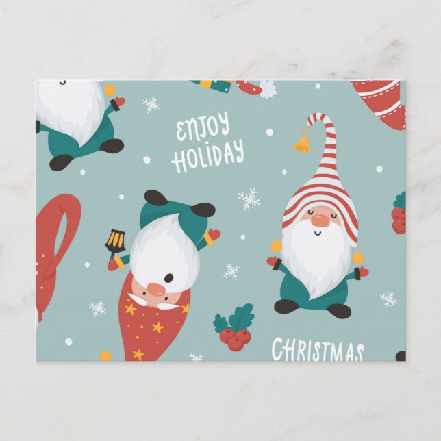 Cartes Pour Fêtes Annuelles Village d'hiver Scène Joyeux Noël, Nouvel An (Devant)