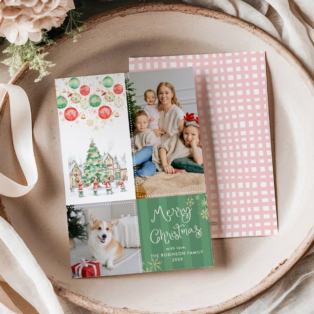 Cartes Pour Fêtes Annuelles Village d'hiver Whimsical Joyeux Noël 2 Photo (Créateur téléchargé)