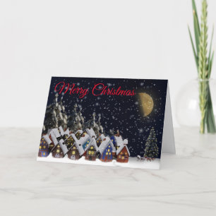 Cartes Pour Fêtes Annuelles Village du Père Noël Vacances Noël Personnalisé