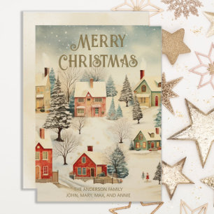 Cartes Pour Fêtes Annuelles Village enneigé vintage Joyeux Noël