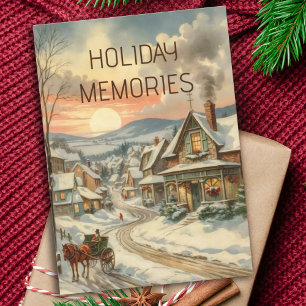 Cartes Pour Fêtes Annuelles Village festif couvert de neige de Noël Vintage