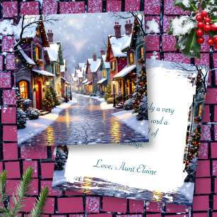 Cartes Pour Fêtes Annuelles Village neigeux rue pavée Noël