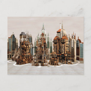 Cartes Pour Fêtes Annuelles Ville de fantasy futuriste Art de paysage urbain S