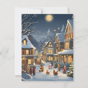 Cartes Pour Fêtes Annuelles Ville de Noël enneigée