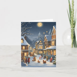 Cartes Pour Fêtes Annuelles Ville de Noël enneigée