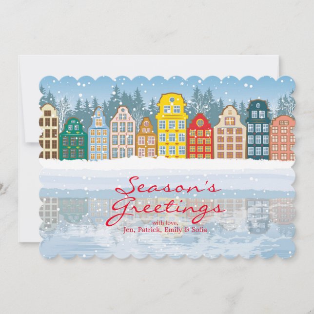 Cartes Pour Fêtes Annuelles Ville de Noël multicolore (Devant)