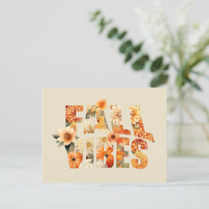 Cartes Pour Fêtes Annuelles Villes d'automne aquarelle fleurs sauvages feuille