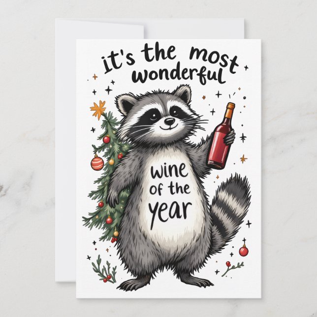 Cartes Pour Fêtes Annuelles Vin de l'année le plus merveilleux Raccoon (Devant)