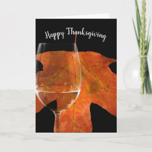 Cartes Pour Fêtes Annuelles Vin de Thanksgiving et feuille