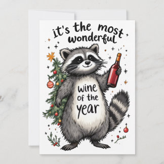 Cartes Pour Fêtes Annuelles Vin le plus merveilleux de l'année Raton laveur