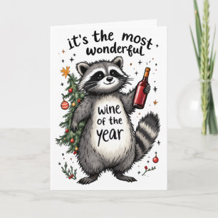 Cartes Pour Fêtes Annuelles Vin le plus merveilleux de l'année Raton laveur 