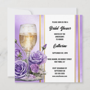 Cartes Pour Fêtes Annuelles Vin mousseux rose d'or violet douche nuptiale
