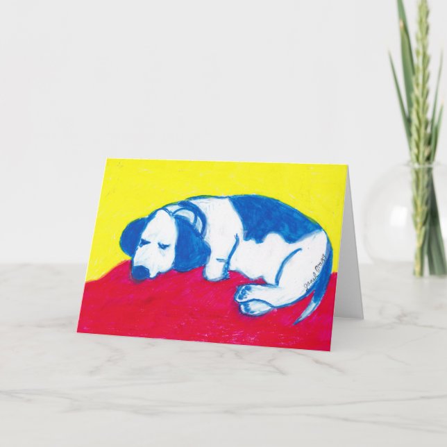 Cartes Pour Fêtes Annuelles Vincent le chien dans des couleurs primaires (Devant)