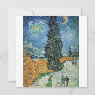 Cartes Pour Fêtes Annuelles Vincent Van Gogh - Route avec Cypress et Star