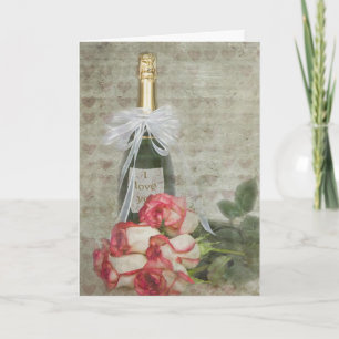Cartes Pour Fêtes Annuelles Vins et roses pour amoureux